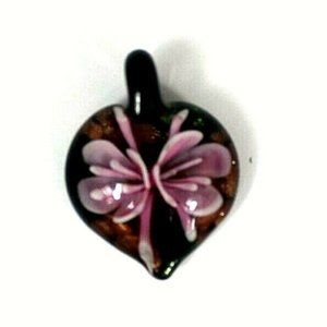 art glass pendant heart shaped floral flower